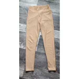 Fawn Women's L Beige Textured High Rise Scrunch Butt Leggings